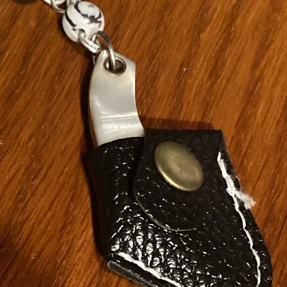 Mini Axe Rosary with Blue/Green Shimmer Beads - Picture 3 of 4